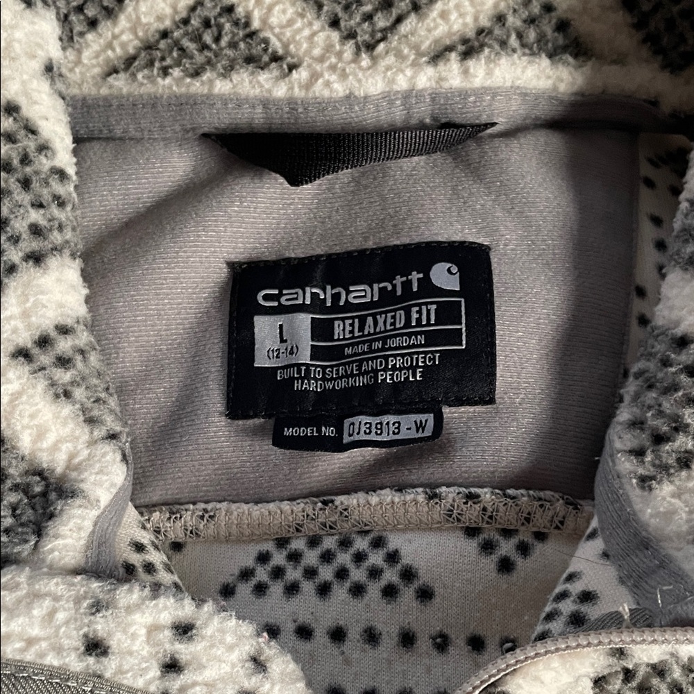 Carhartt Cream and Gray Patterned Womens Fleecw Jacket - Picture 2 of 5